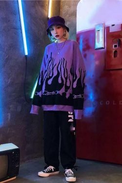 Flamed Lit Chain Sweatshirt - Y2K Grunge, 90s Fashion, Retro Style, Y2K Party & Club Outfits