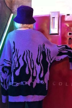 Flamed Lit Chain Sweatshirt - Y2K Grunge, 90s Fashion, Retro Style, Y2K Party & Club Outfits