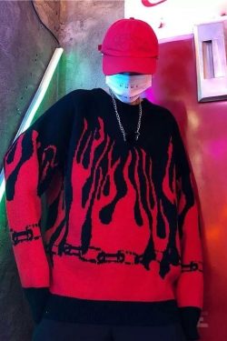 Flamed Lit Chain Sweatshirt - Y2K Grunge, 90s Fashion, Retro Style, Y2K Party & Club Outfits