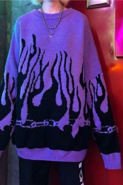 Flamed Lit Chain Sweatshirt - Y2K Grunge, 90s Fashion, Retro Style, Y2K Party & Club Outfits