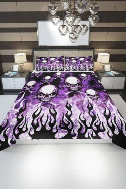 Flaming Skull From Hell Duvet Cover Set - Y2K Grunge, 90s Retro, Gothic, Pastel Goth Bedding