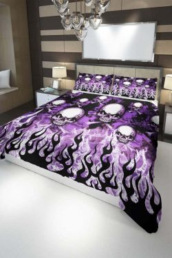 Flaming Skull From Hell Duvet Cover Set - Y2K Grunge, 90s Retro, Gothic, Pastel Goth Bedding
