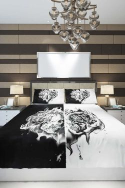 Flaming Skull Heart Duvet Cover Set - Y2K Grunge, 90s Retro, Gothic Pastel Goth, Y2K Pop