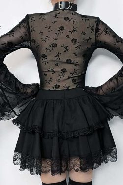 Floral Elegance Sheer Long Sleeve Top - Y2K Summer, 90s Fashion, Grunge, Retro, Pastel Goth