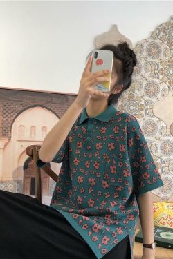 Floral Pattern Shirt - Y2K Summer Outfit, 90s Fashion, Grunge, Retro Style, Y2K Club & Party Look