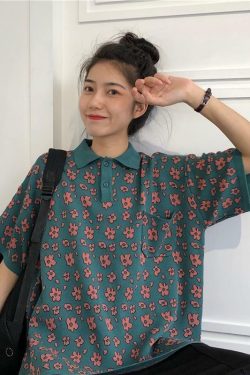 Floral Pattern Shirt - Y2K Summer Outfit, 90s Fashion, Grunge, Retro Style, Y2K Club & Party Look