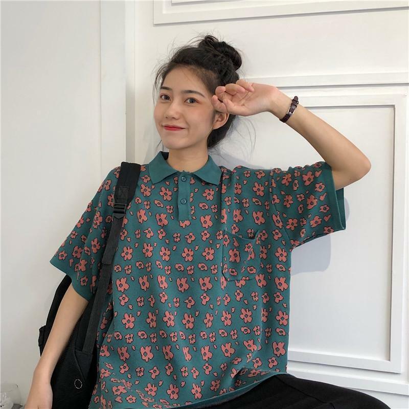 Floral Pattern Shirt - Y2K Summer Outfit, 90s Fashion, Grunge, Retro Style, Y2K Club & Party Look