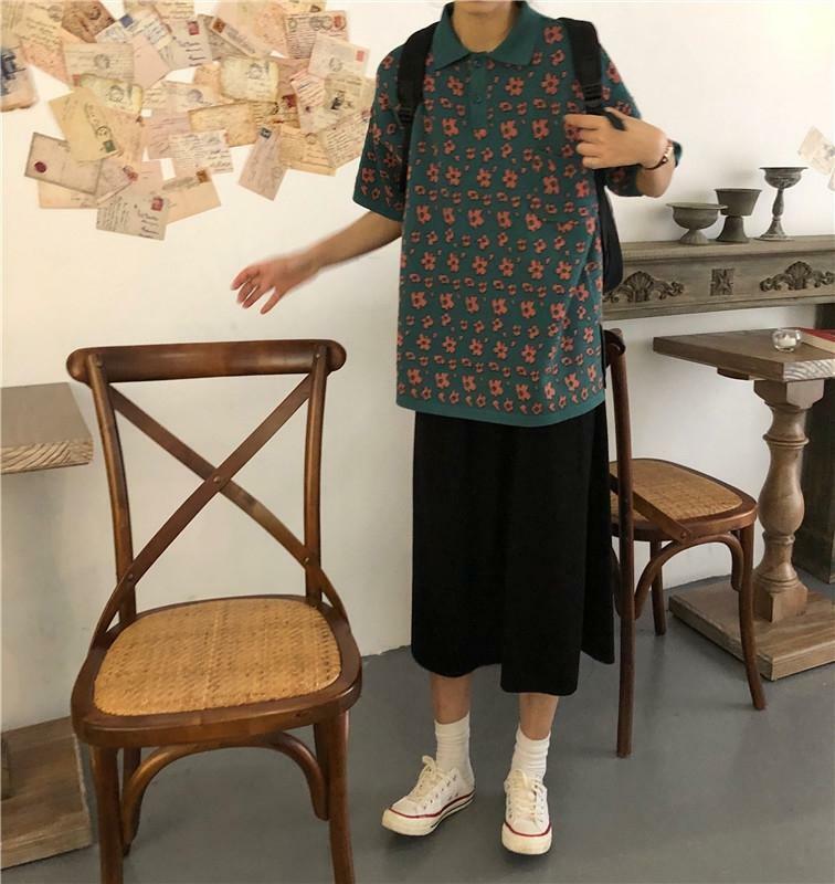 Floral Pattern Shirt - Y2K Summer Outfit, 90s Fashion, Grunge, Retro Style, Y2K Club & Party Look