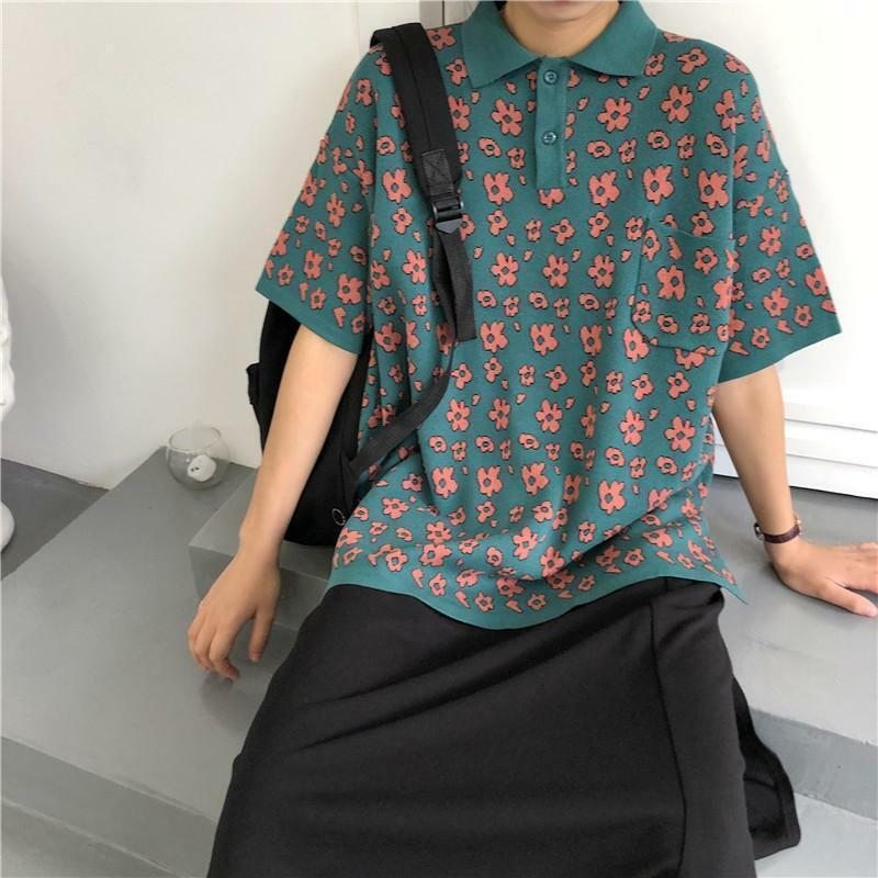 Floral Pattern Shirt - Y2K Summer Outfit, 90s Fashion, Grunge, Retro Style, Y2K Club & Party Look