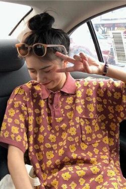 Floral Pattern Shirt - Y2K Summer Outfit, 90s Fashion, Grunge, Retro Style, Y2K Club & Party Look