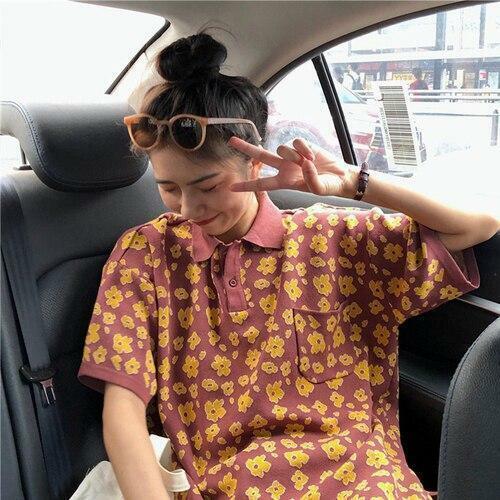 Floral Pattern Shirt - Y2K Summer Outfit, 90s Fashion, Grunge, Retro Style, Y2K Club & Party Look
