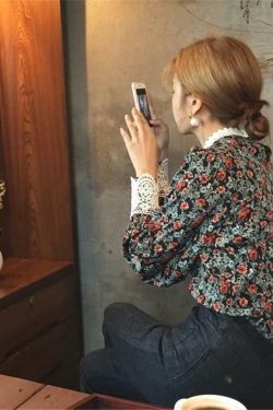 Floral Print Long Sleeve Blouse - Y2K Summer, 90s Fashion, Grunge, Retro, Pastel Goth Outfits