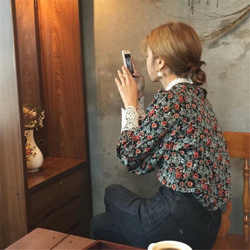 Floral Print Long Sleeve Blouse - Y2K Summer, 90s Fashion, Grunge, Retro, Pastel Goth Outfits