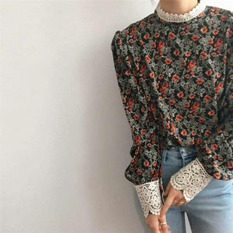 Floral Print Long Sleeve Blouse - Y2K Summer, 90s Fashion, Grunge, Retro, Pastel Goth Outfits