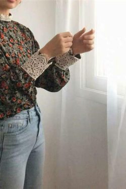 Floral Print Long Sleeve Blouse - Y2K Summer, 90s Fashion, Grunge, Retro, Pastel Goth Outfits