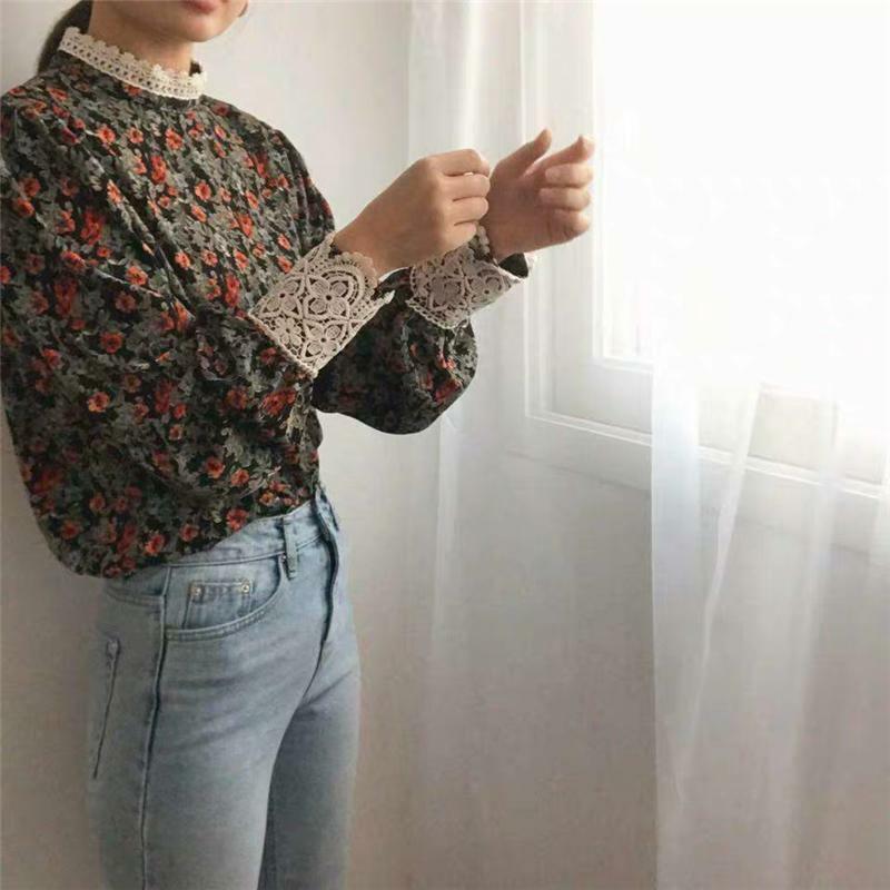 Floral Print Long Sleeve Blouse - Y2K Summer, 90s Fashion, Grunge, Retro, Pastel Goth Outfits