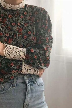 Floral Print Long Sleeve Blouse - Y2K Summer, 90s Fashion, Grunge, Retro, Pastel Goth Outfits
