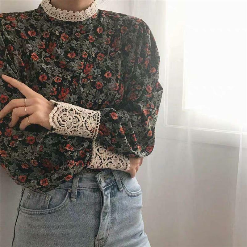 Floral Print Long Sleeve Blouse - Y2K Summer, 90s Fashion, Grunge, Retro, Pastel Goth Outfits