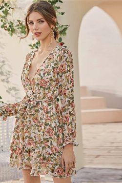 Floral Print Mini Dress - Y2K Summer Outfit, 90s Fashion, Grunge, Retro Style, Y2K Party Look