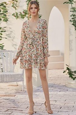Floral Print Mini Dress - Y2K Summer Outfit, 90s Fashion, Grunge, Retro Style, Y2K Party Look