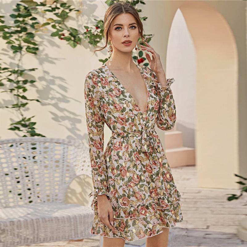 Floral Print Mini Dress - Y2K Summer Outfit, 90s Fashion, Grunge, Retro Style, Y2K Party Look