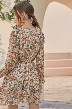 Floral Print Mini Dress - Y2K Summer Outfit, 90s Fashion, Grunge, Retro Style, Y2K Party Look