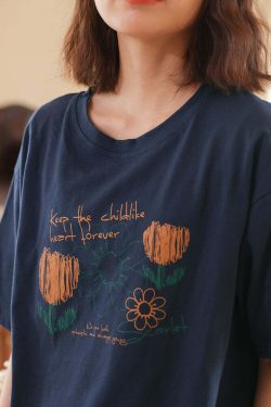 Florish Me Vintage Loose Print T-Shirt - Y2K Summer, 90s Grunge, Retro, Pastel Goth Outfits