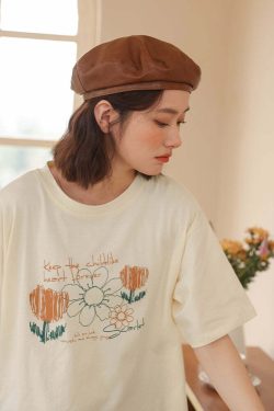 Florish Me Vintage Loose Print T-Shirt - Y2K Summer, 90s Grunge, Retro, Pastel Goth Outfits