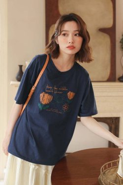 Florish Me Vintage Loose Print T-Shirt - Y2K Summer, 90s Grunge, Retro, Pastel Goth Outfits