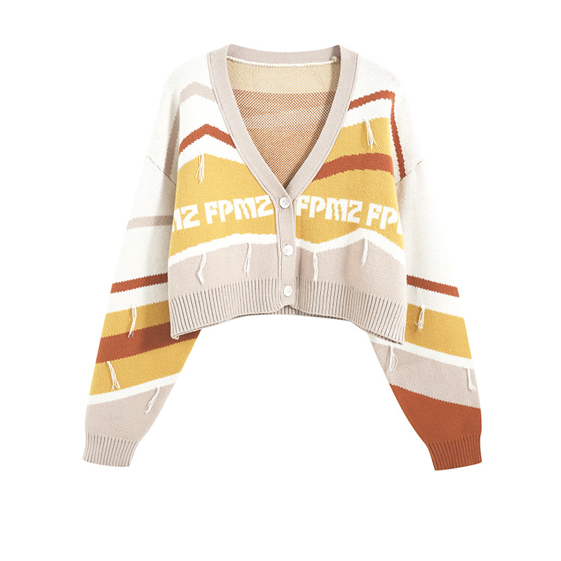 FPMZ Retro-Colored Contrast Striped Cardigan - Y2K Summer, 90s Fashion, Grunge, Pastel Goth