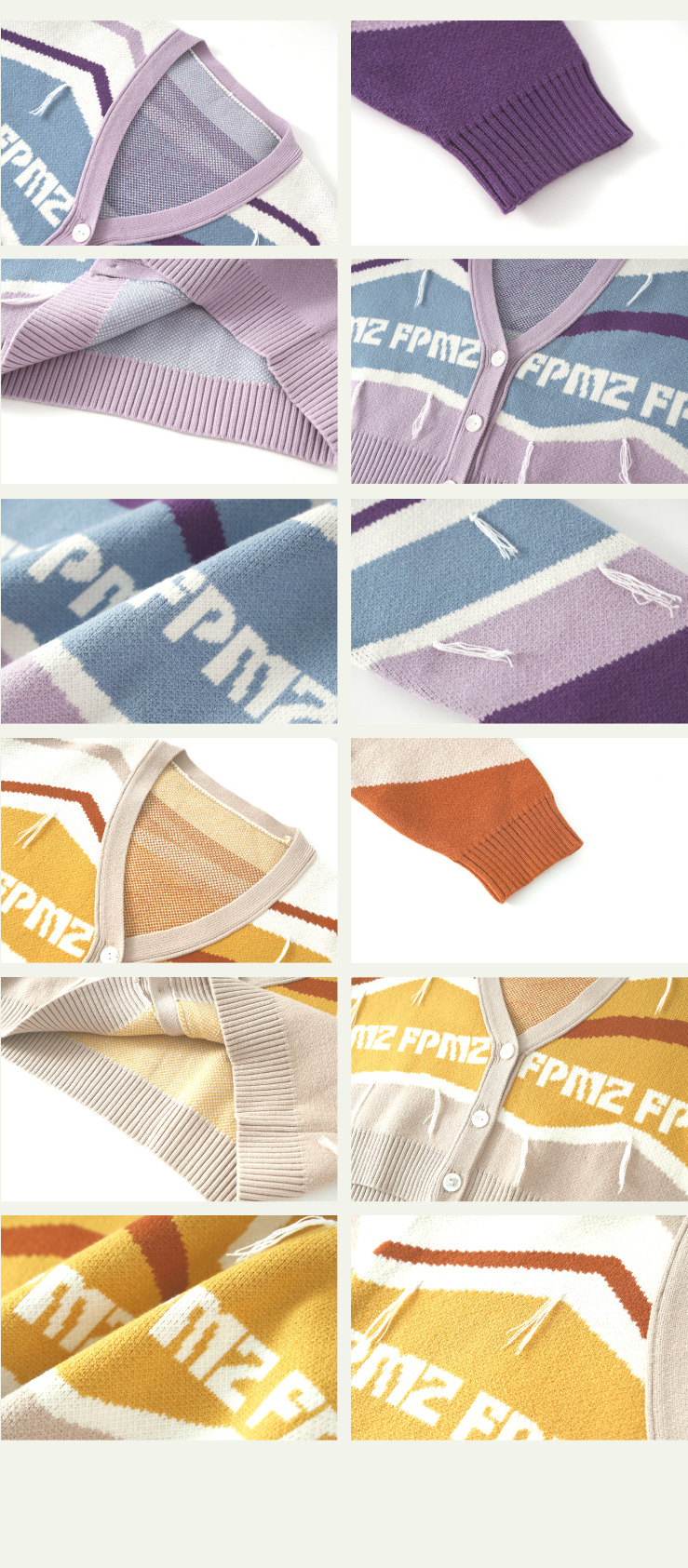 FPMZ Retro-Colored Contrast Striped Cardigan - Y2K Summer, 90s Grunge, Pastel Goth, Y2K