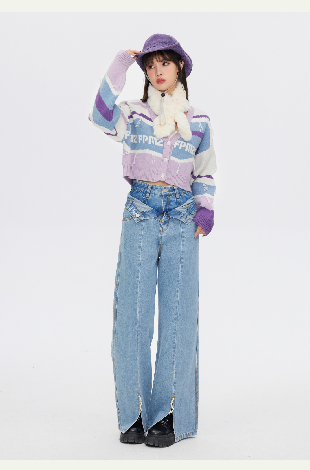 FPMZ Retro-Colored Contrast Striped Cardigan - Y2K Summer, 90s Grunge, Pastel Goth, Y2K