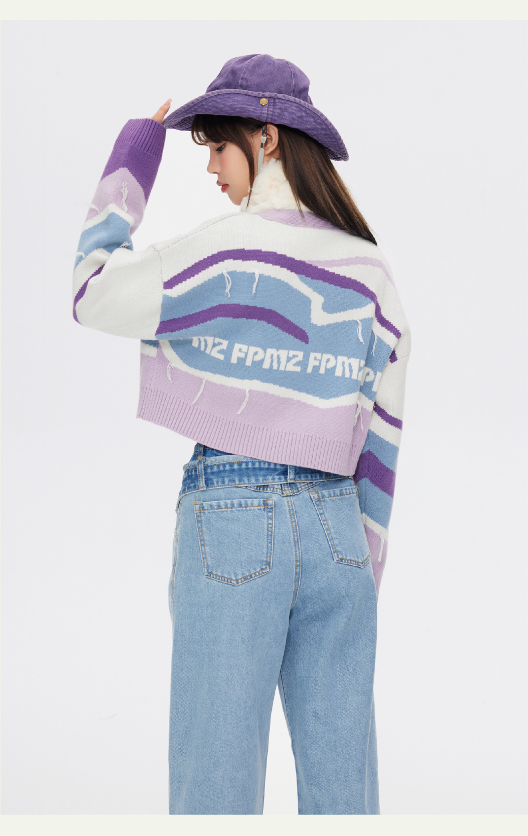 FPMZ Retro-Colored Contrast Striped Cardigan - Y2K Summer, 90s Grunge, Pastel Goth, Y2K
