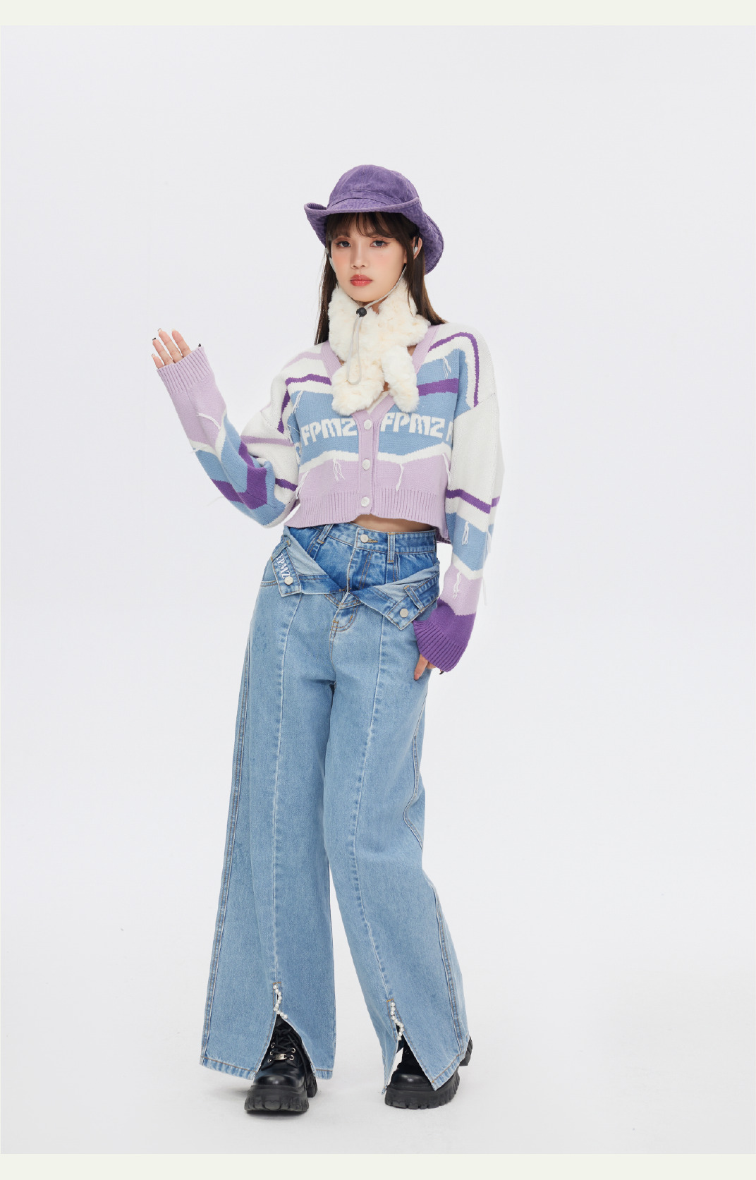 FPMZ Retro-Colored Contrast Striped Cardigan - Y2K Summer, 90s Grunge, Pastel Goth, Y2K
