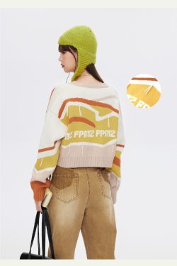 FPMZ Retro-Colored Contrast Striped Cardigan - Y2K Summer, 90s Grunge, Pastel Goth, Y2K