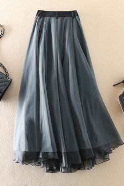French Grey Patchwork Tulle Skirt - Y2K Summer, 90s Grunge, Retro Style, Pastel Goth Outfit