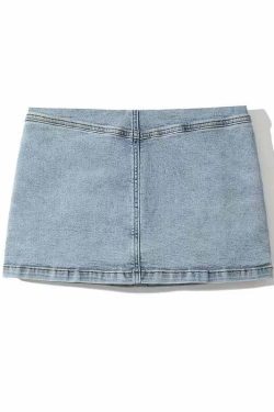 Frida Denim Mini Skirt - Y2K Summer Grunge, 90s Retro, Pastel Goth, Y2K Party & Club Out