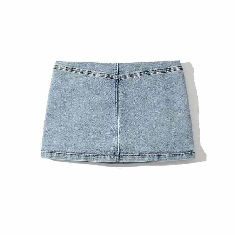 Frida Denim Mini Skirt - Y2K Summer Grunge, 90s Retro, Pastel Goth, Y2K Party & Club Out