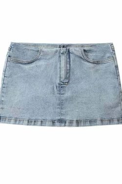 Frida Denim Mini Skirt - Y2K Summer Grunge, 90s Retro, Pastel Goth, Y2K Party & Club Out
