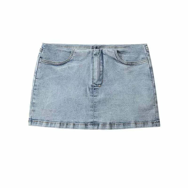 Frida Denim Mini Skirt - Y2K Summer Grunge, 90s Retro, Pastel Goth, Y2K Party & Club Out