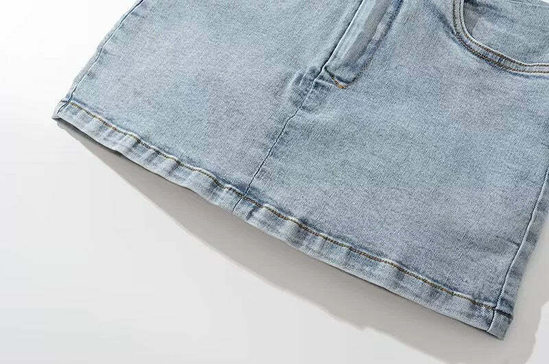 Frida Denim Mini Skirt - Y2K Summer Grunge, 90s Retro, Pastel Goth, Y2K Party & Club Out