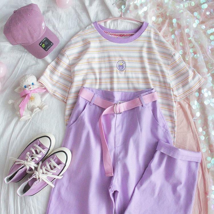 Fuchsia Pants - Y2K Summer Grunge Outfit, 90s Fashion, Retro Style, Y2K Club & Party Look