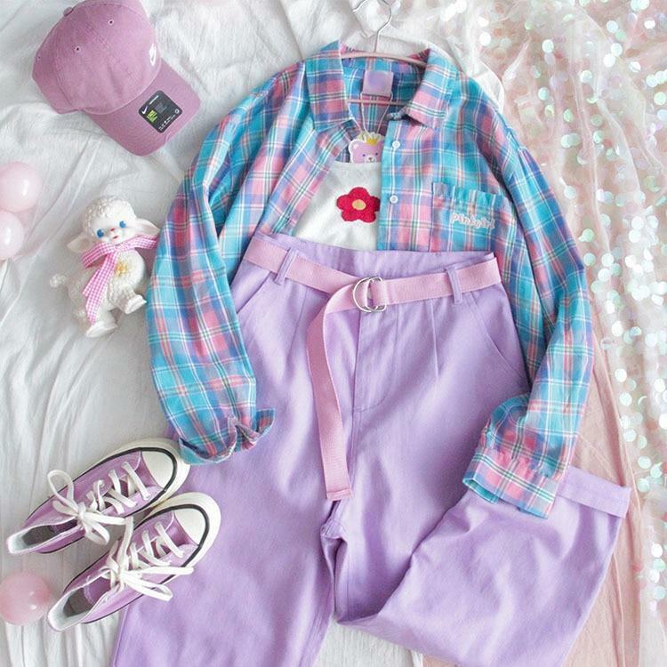 Fuchsia Pants - Y2K Summer Grunge Outfit, 90s Fashion, Retro Style, Y2K Club & Party Look