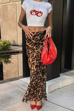 Galia Leopard Print Maxi Skirt - Y2K Summer, 90s Grunge, Retro Style, Y2K Party & Club Outfits