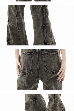GCINIM Acid Wash Paneled Jeans - Y2K Grunge, 90s Fashion, Retro Style, Summer Y2K Outfits