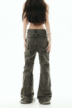 GCINIM Acid Wash Paneled Jeans - Y2K Grunge, 90s Fashion, Retro Style, Summer Y2K Outfits