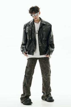 GCINIM Acid Wash Paneled Jeans - Y2K Grunge, 90s Fashion, Retro Style, Summer Y2K Outfits