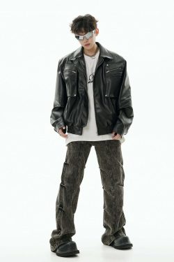 GCINIM Acid Wash Paneled Jeans - Y2K Grunge, 90s Fashion, Retro Style, Y2K Summer Outfits