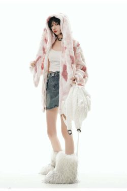 GCINIM Camo Rabbit Fleece Hoodie - Y2K Grunge, 90s Fashion, Retro Style, Y2K Summer Outfits