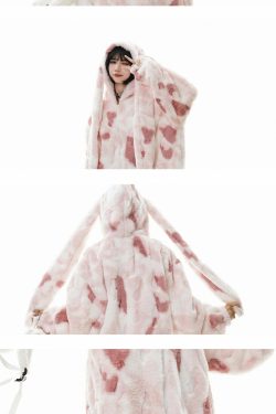 GCINIM Camo Rabbit Fleece Hoodie - Y2K Grunge, 90s Fashion, Retro Style, Y2K Summer Outfits